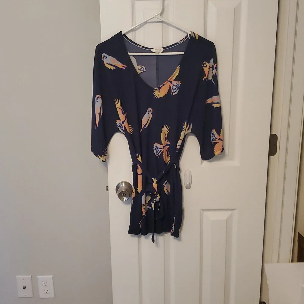 Anthropologie Deletta Fly Away Bird Navy Tunic - Picture 5 of 11